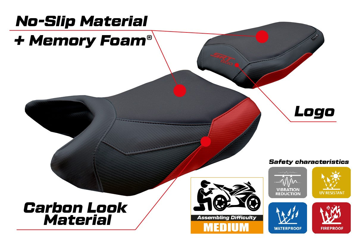 QJ Motor SRT 800 X / S / SX 2023-2025 Seat Cover Tappezzeria Comfort Red Black