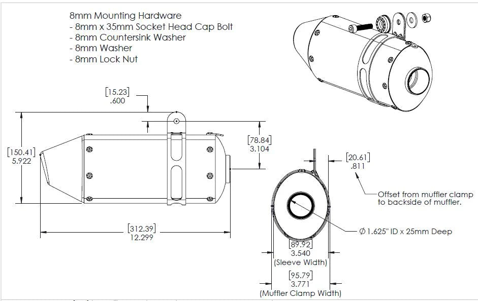 Kit de silenciador para minimoto Yoshimura Builder Series RS-3 CF 95SXX228200