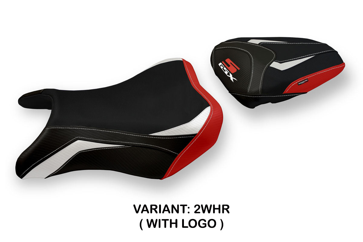 Suzuki GSXS 750 2017-2021 Seat Cover Tappezzeria Italia in White, Red and Black