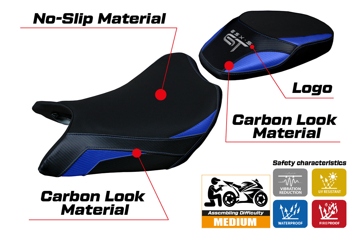 Suzuki GSXS 1000 GT 2021-2025 Seat Cover Tappezzeria Italia in Grey and Blue
