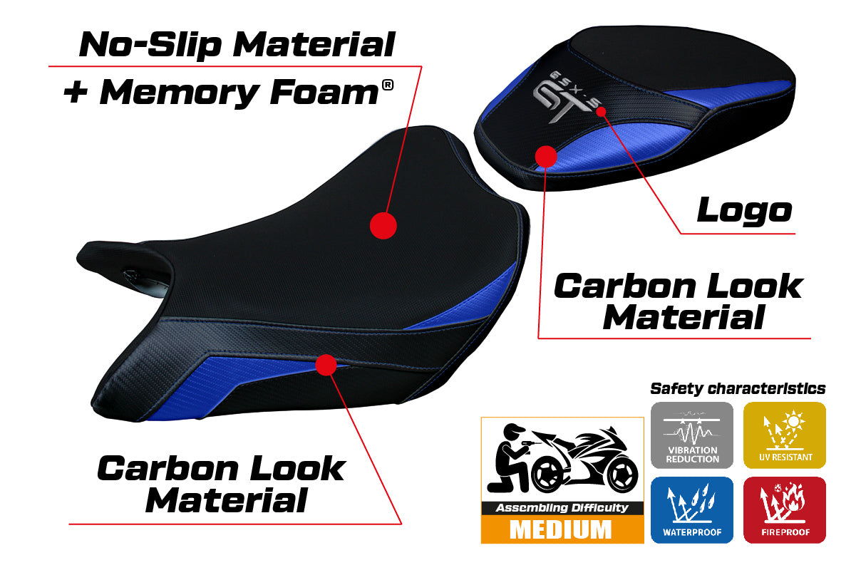 Suzuki GSXS 1000 GT 2021-2025 Seat Cover Tappezzeria Italia Comfort in Grey and Blue