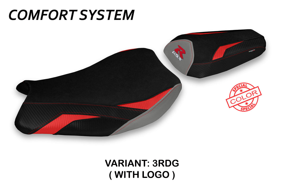 Suzuki GSXR 1000 2017-2024 Seat Cover Tappezzeria Italia Comfort in Red and Grey