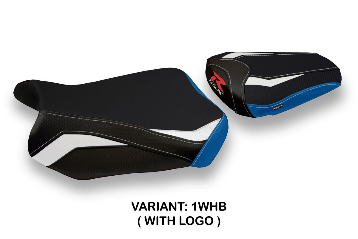 Suzuki GSXR 600 750 2011-2024 Seat Cover Tappezzeria Italia in White and Blue