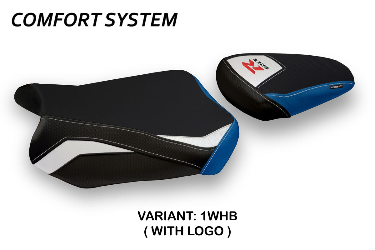 Suzuki GSXR 600 750 2011-2024 Seat Cover Tappezzeria Italia Comfort in White and Blue