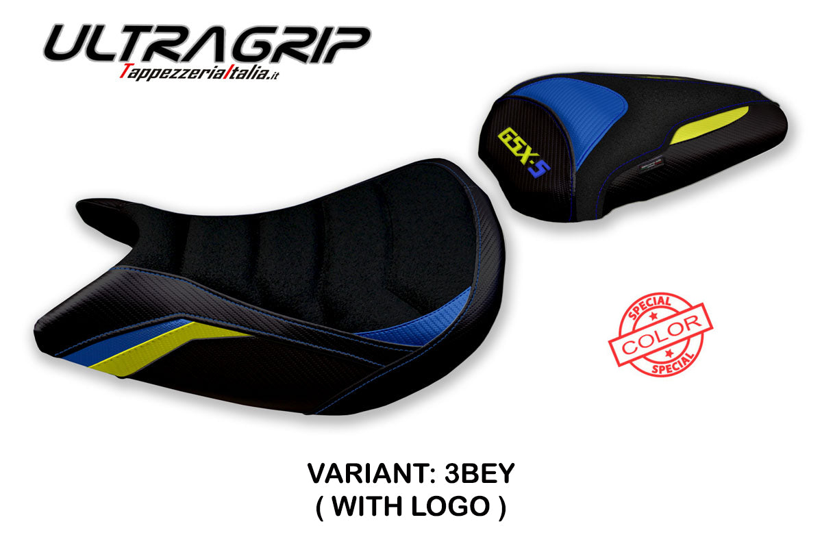 Suzuki GSXS 1000 2015-2020 Seat Cover Tappezzeria Italia Ultragrip in Blue and Yellow