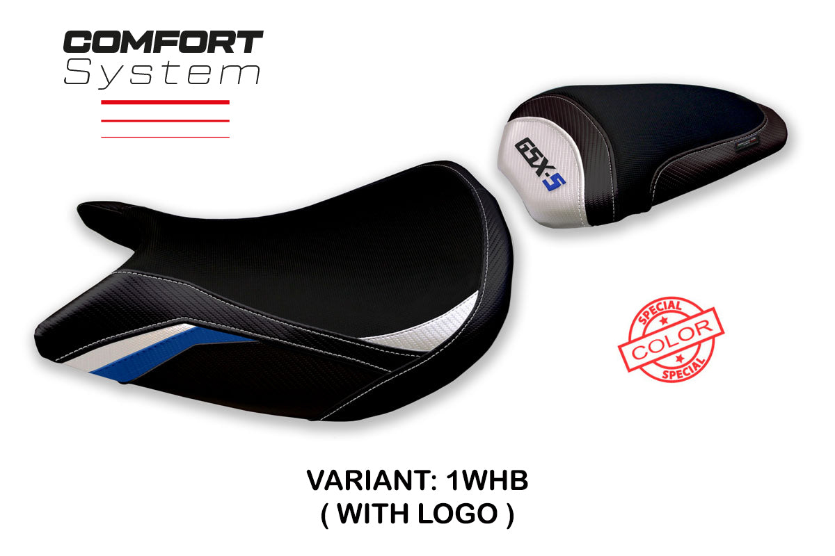 Suzuki GSXS 1000 2021-2025 Seat Cover Tappezzeria Italia Comfort in White and Blue