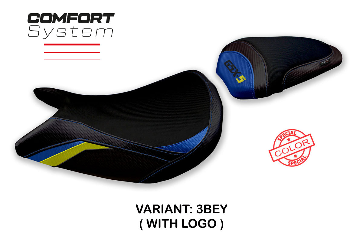 Suzuki GSXS 1000 2021-2025 Seat Cover Tappezzeria Italia Comfort in Blue and Yellow