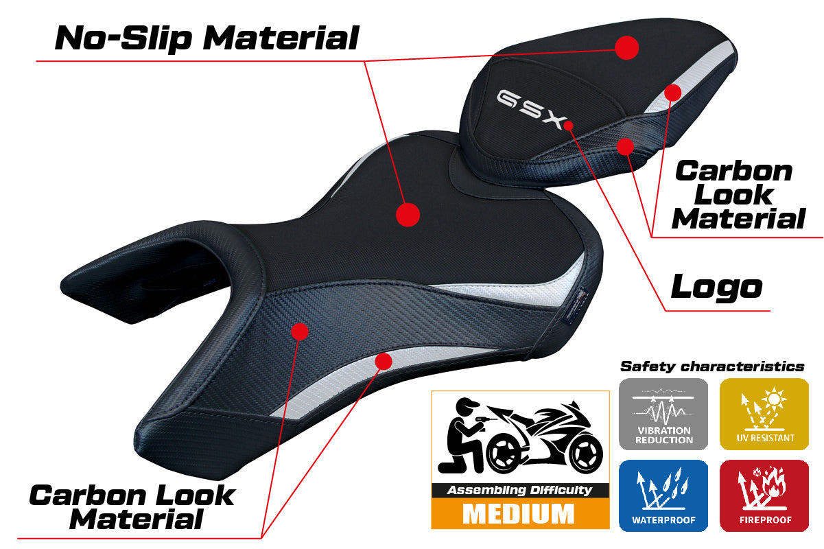 Suzuki GSX 8S-8R 2023-2025 Seat Cover Tappezzeria Italia in White and Black