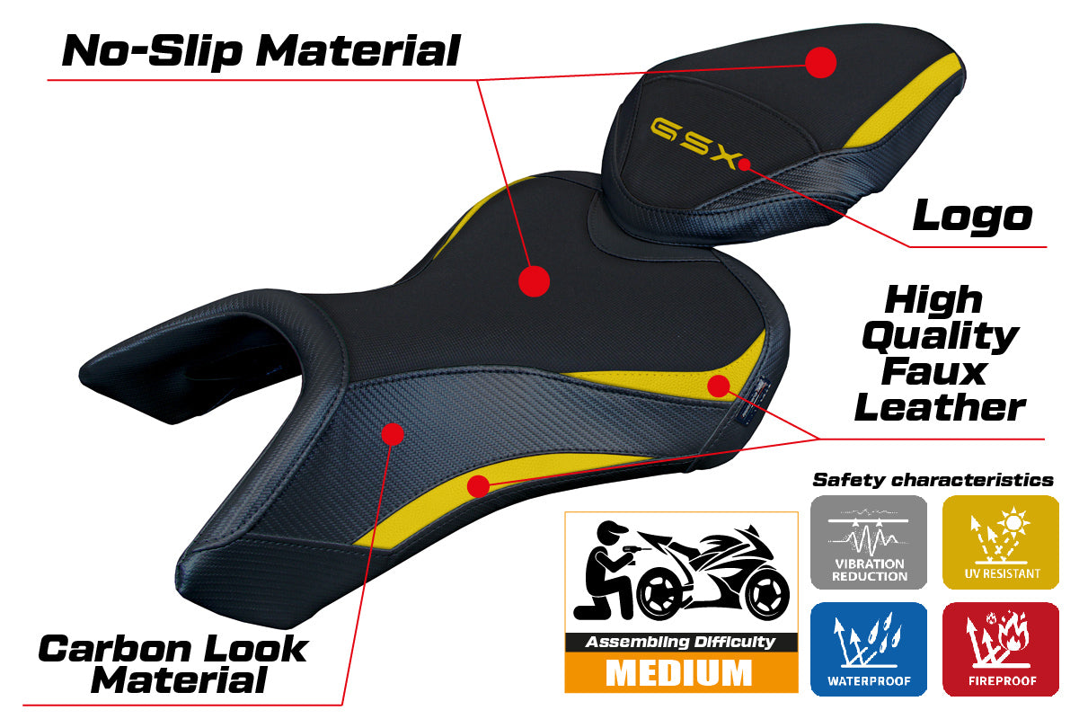 Suzuki GSX 8S-8R 2023-2025 Seat Cover Tappezzeria Italia in Yellow and Black