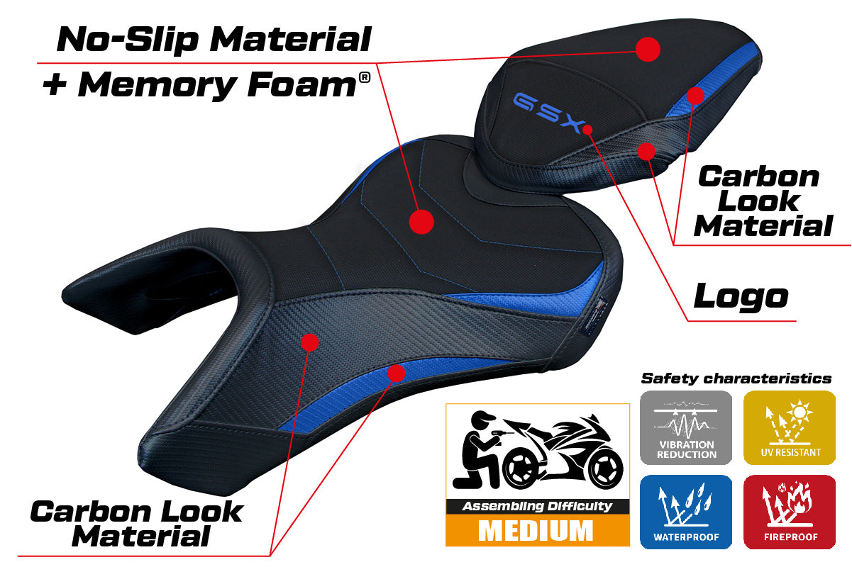Suzuki GSX 8S-8R 2023-2025 Seat Cover Tappezzeria Italia Comfort in Blue and Black