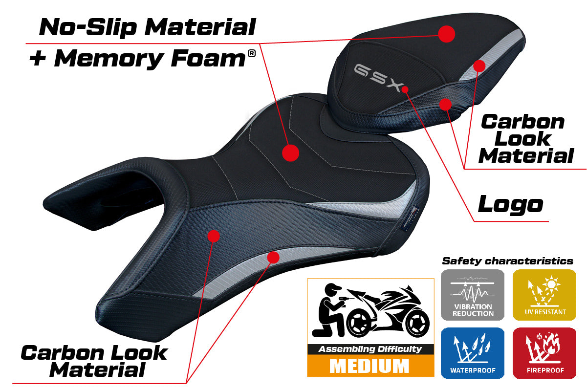 Suzuki GSX 8S-8R 2023-2025 Seat Cover Tappezzeria Italia Comfort in Silver and Black