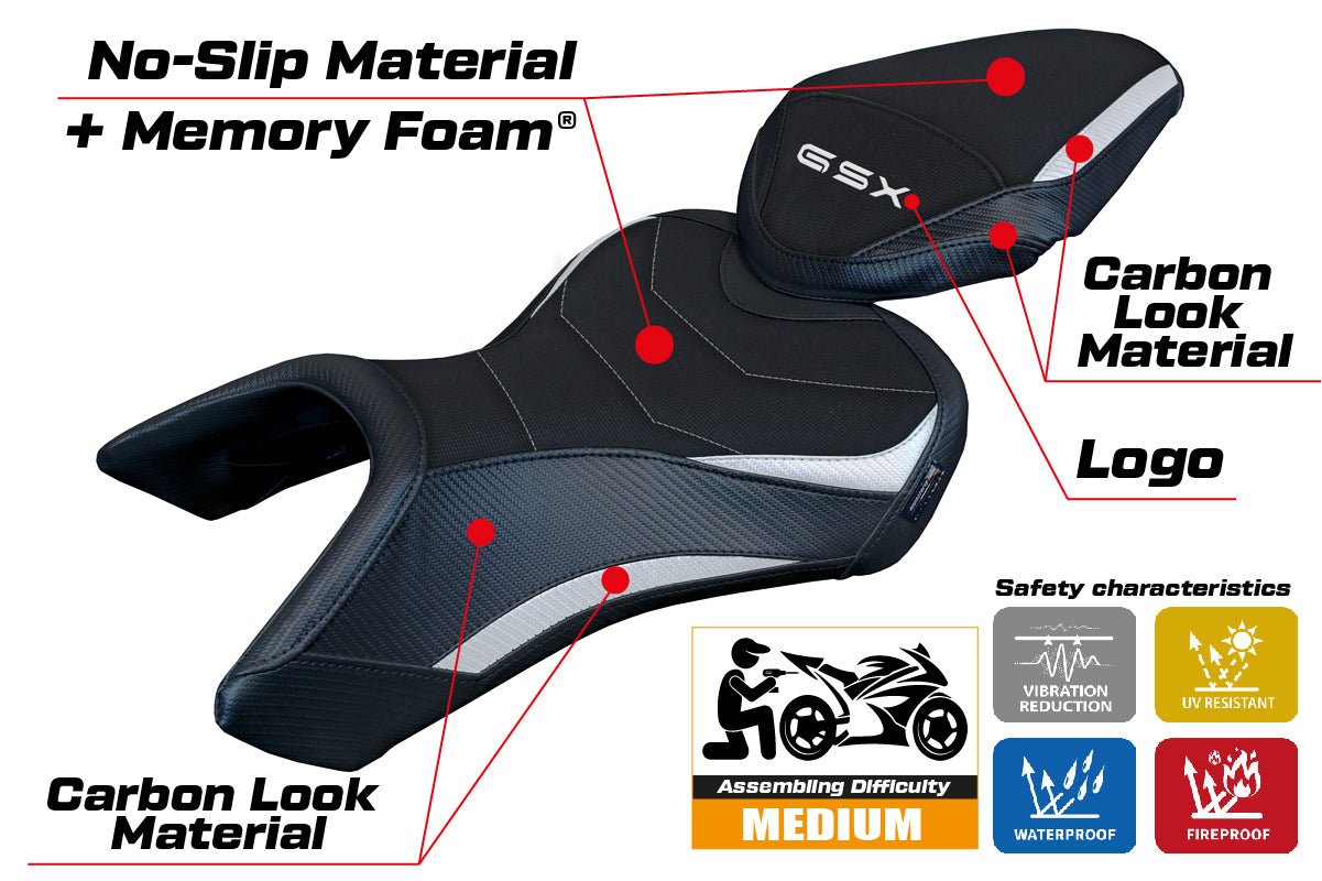 Suzuki GSX 8S-8R 2023-2025 Seat Cover Tappezzeria Italia Comfort in White and Black