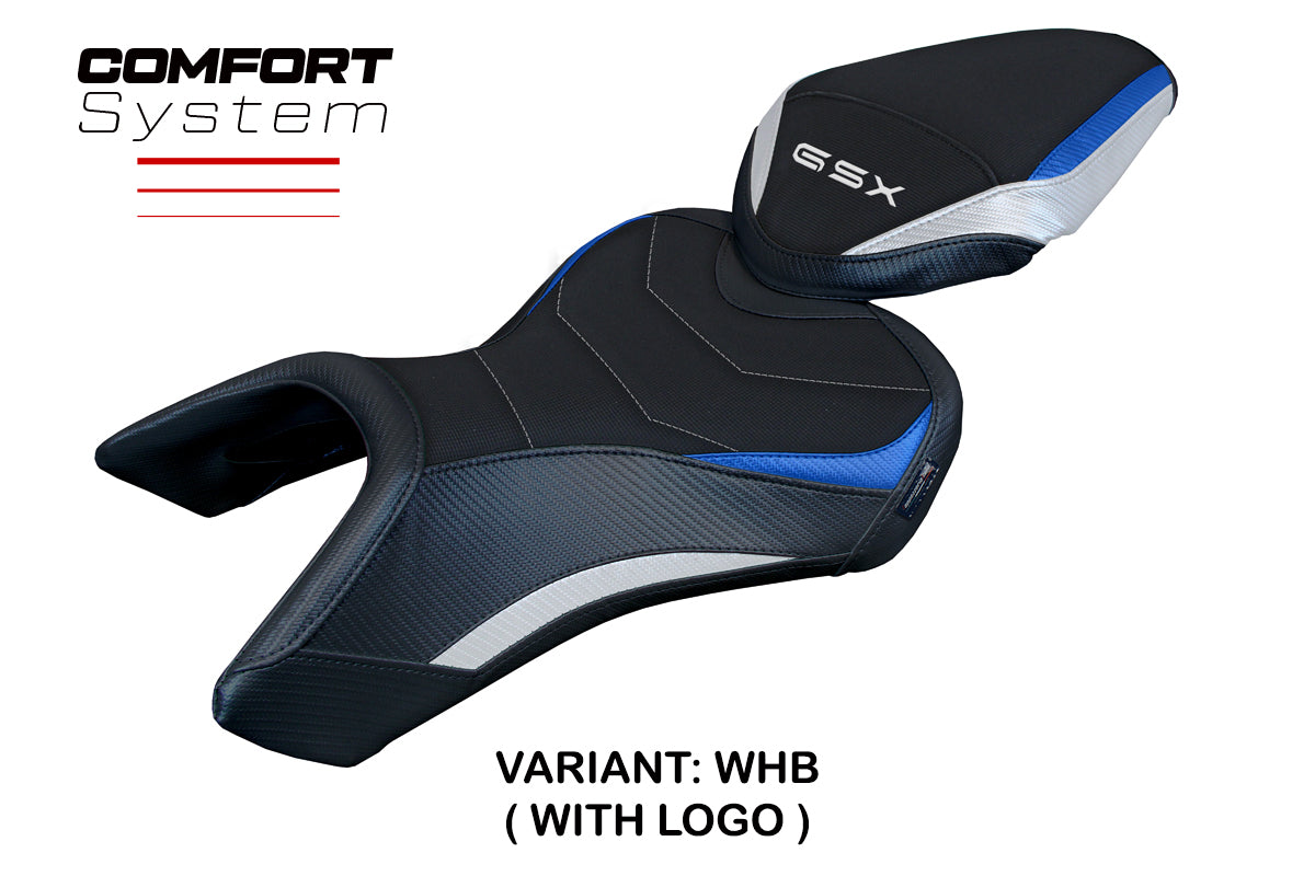 Suzuki GSX 8S-8R 2023-2025 Seat Cover Tappezzeria Italia Comfort in White Blue and Black