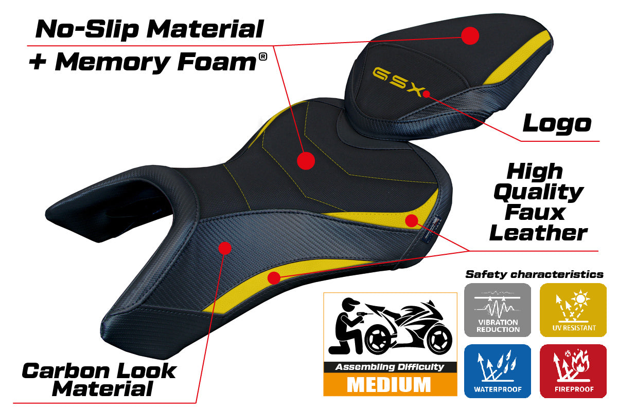 Suzuki GSX 8S-8R 2023-2025 Seat Cover Tappezzeria Italia Comfort in Yellow and Black