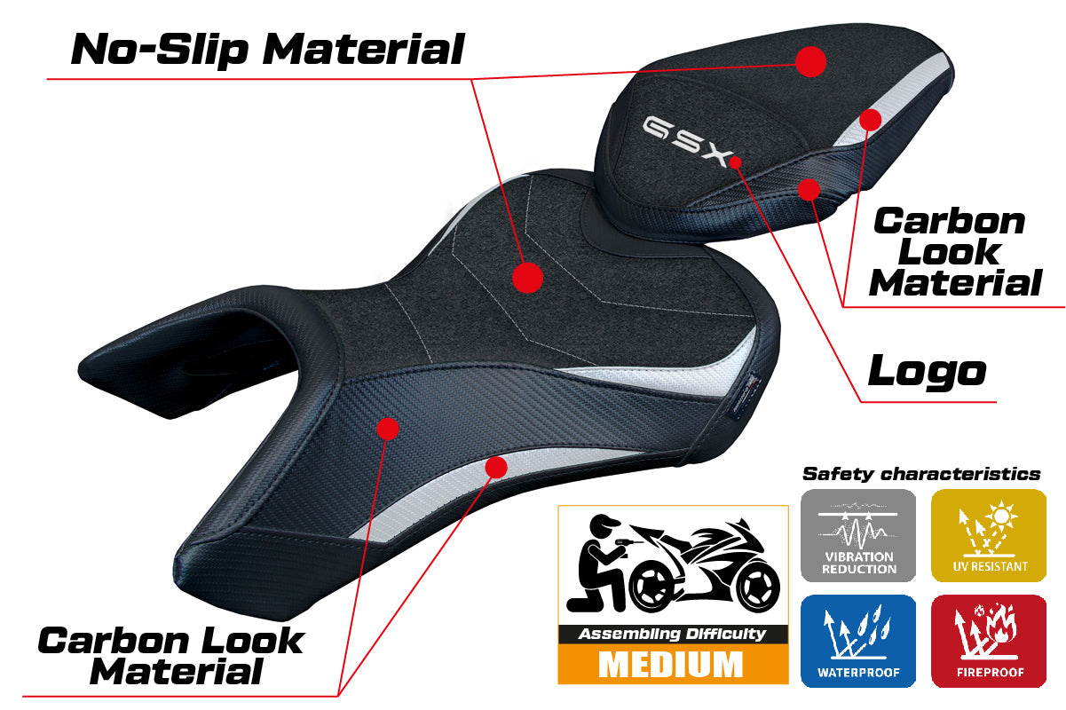 Suzuki GSX 8S-8R 2023-2025 Seat Cover Tappezzeria Italia Ultragrip in White and Black