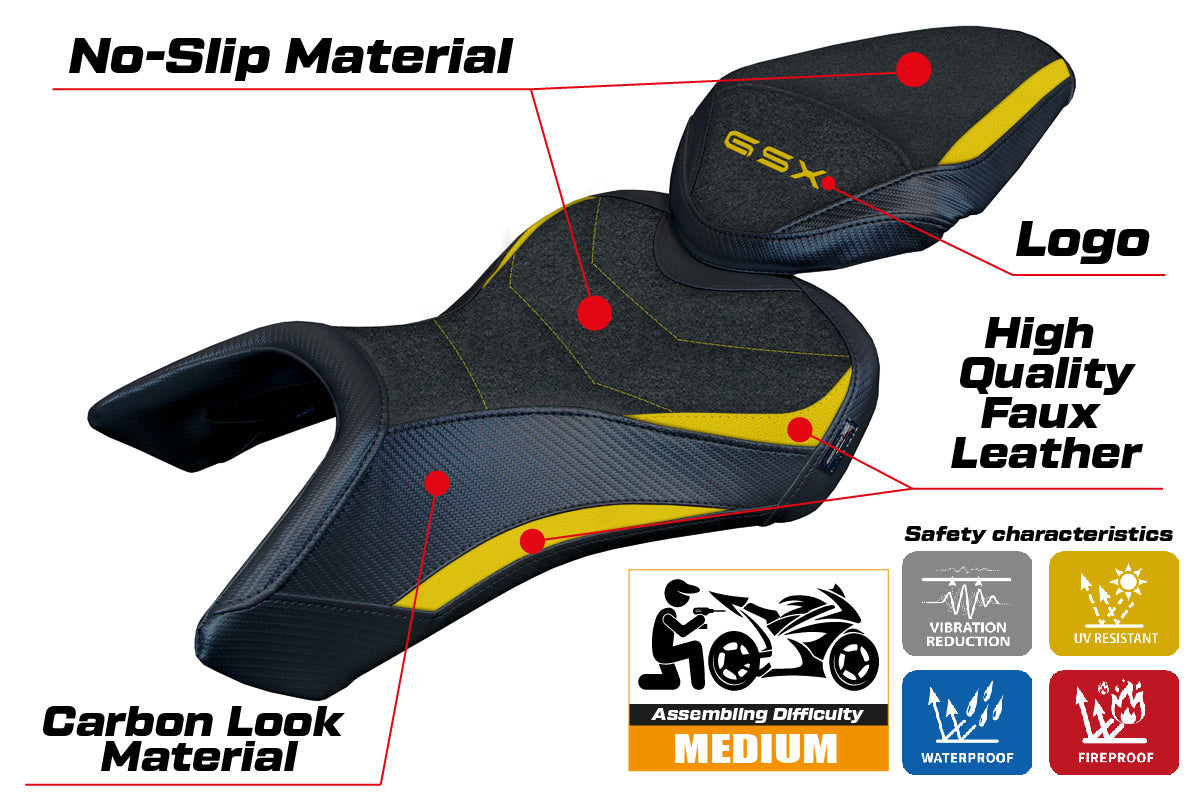 Suzuki GSX 8S-8R 2023-2025 Seat Cover Tappezzeria Italia Ultragrip in Yellow and Black