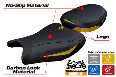 Suzuki GSX 1300 R Hayabusa 2021-2025 Seat Cover Tappezzeria Black Gold