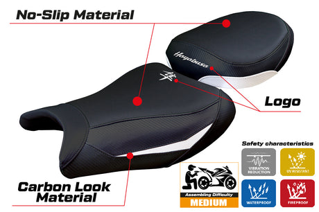 Suzuki GSX 1300 R Hayabusa 2021-2025 Seat Cover Tappezzeria Black White
