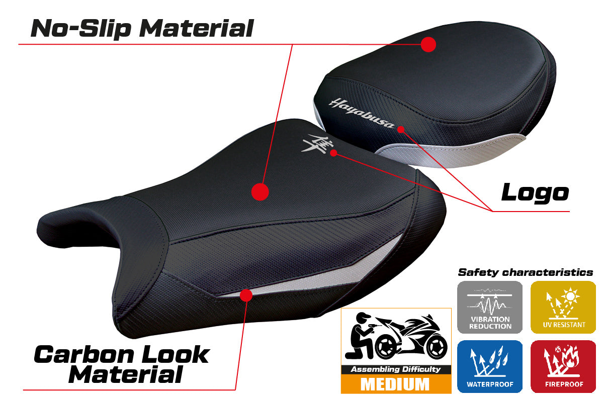 Suzuki GSX R 1300 Hayabusa 2008-2020 Seat Cover Tappezzeria Italia in Silver