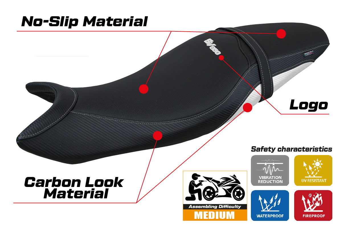 Suzuki SV650 2016-2025 Seat Cover Tappezzeria Italia in White and Black