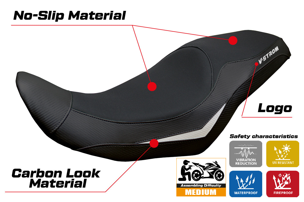 Suzuki V-Strom 800 DE SE 2023 2024 2025 Seat Cover Tappezzeria Black White
