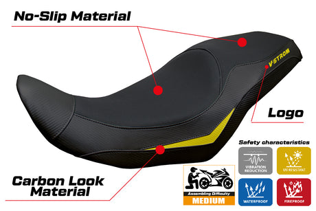 Suzuki V-Strom 800 DE SE 2023 2024 2025 Seat Cover Tappezzeria Black Yellow