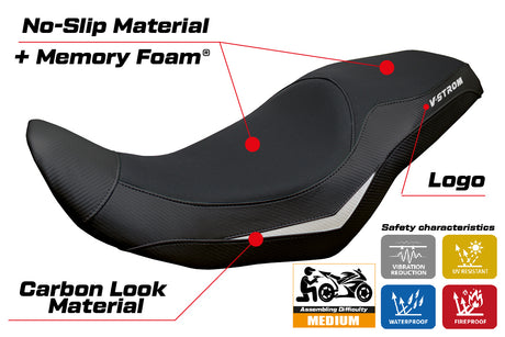 Suzuki V-Strom 800 DE SE 2023-2025 Seat Cover Tappezzeria Comfort Black White