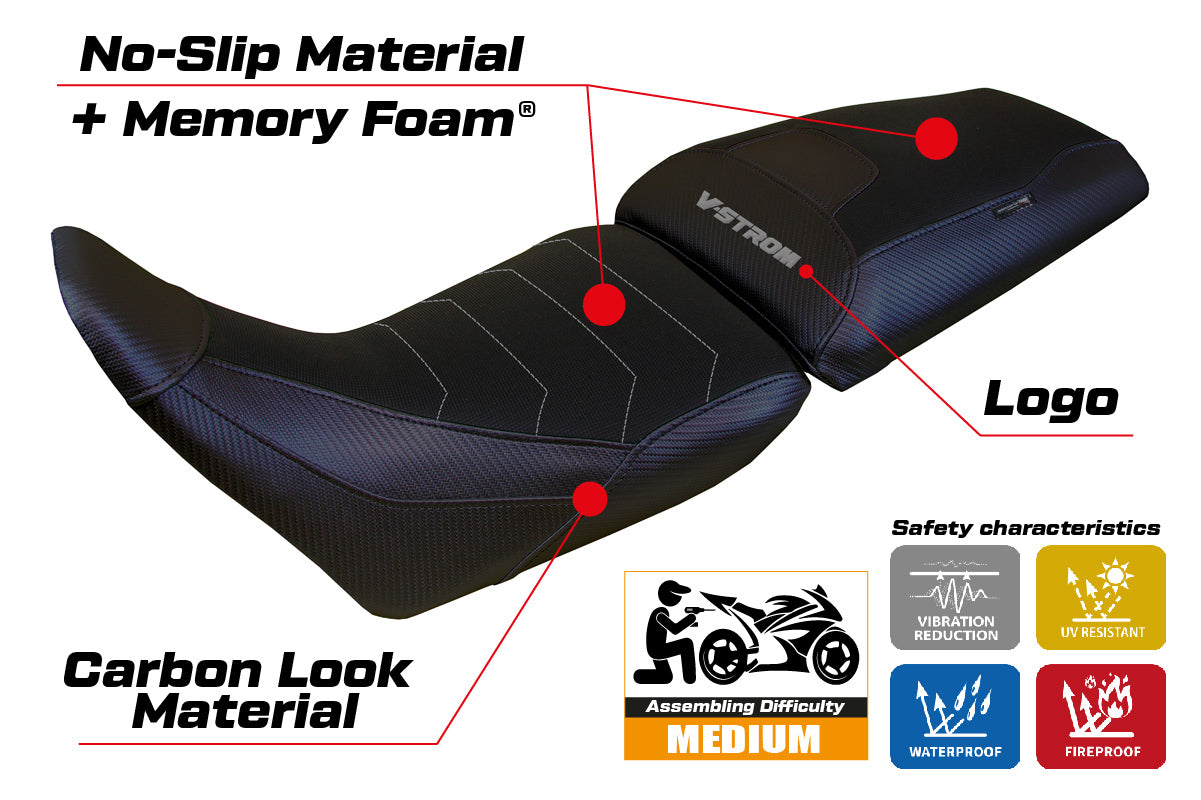 Suzuki V-Strom 1050 2020-2025 Seat Cover Tappezzeria Italia Comfort in Black
