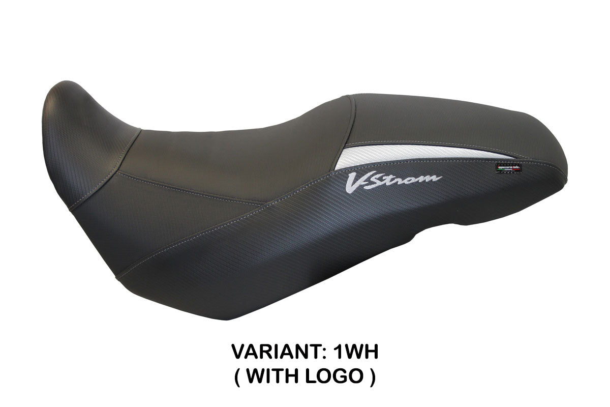 Suzuki VStrom 650 2017-2024 Seat Cover Tappezzeria Italia in White and Black