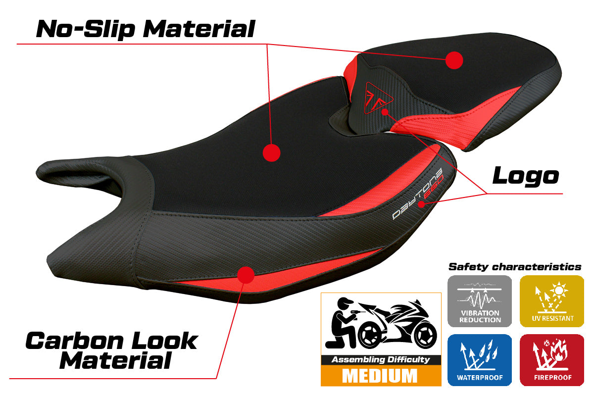 Triumph Daytona 660 2024 Seat Cover Tappezzeria Red Black