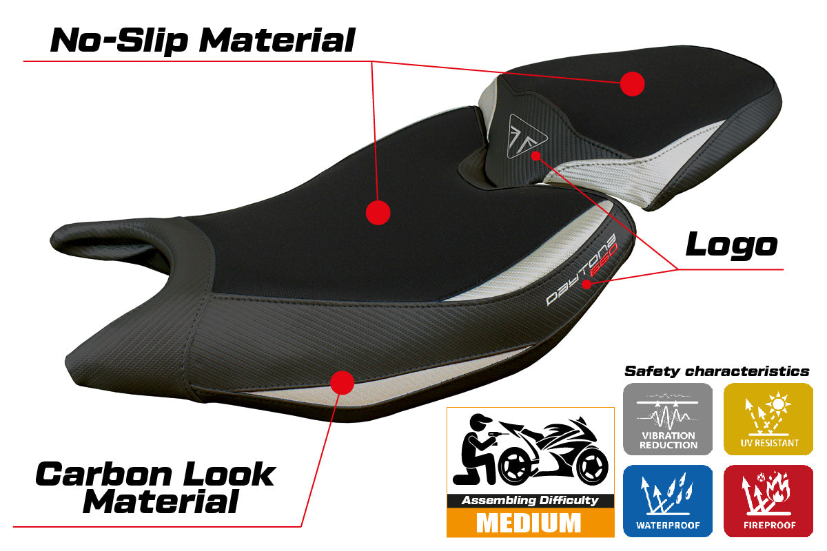 Triumph Daytona 660 2024 Seat Cover Tappezzeria Silver Black