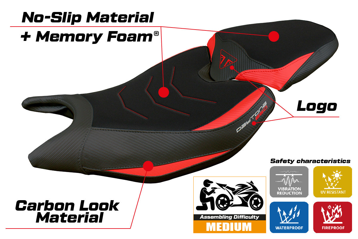 Triumph Daytona 660 2024 Seat Cover Tappezzeria Comfort Red Black
