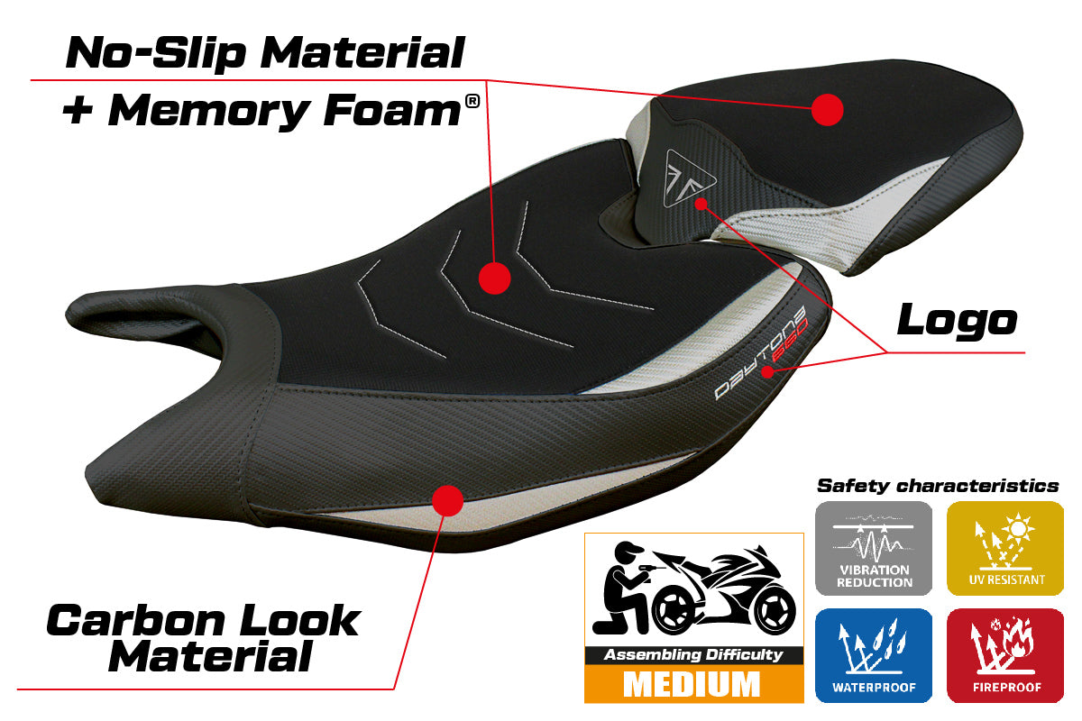 Triumph Daytona 660 2024 Seat Cover Tappezzeria Comfort Silver Black