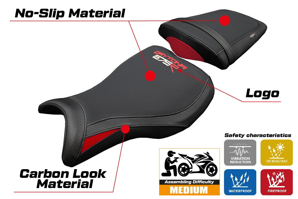 Triumph Daytona 675R 2006-2009 2010 2011 2012 Seat Cover Tappezzeria Red Black