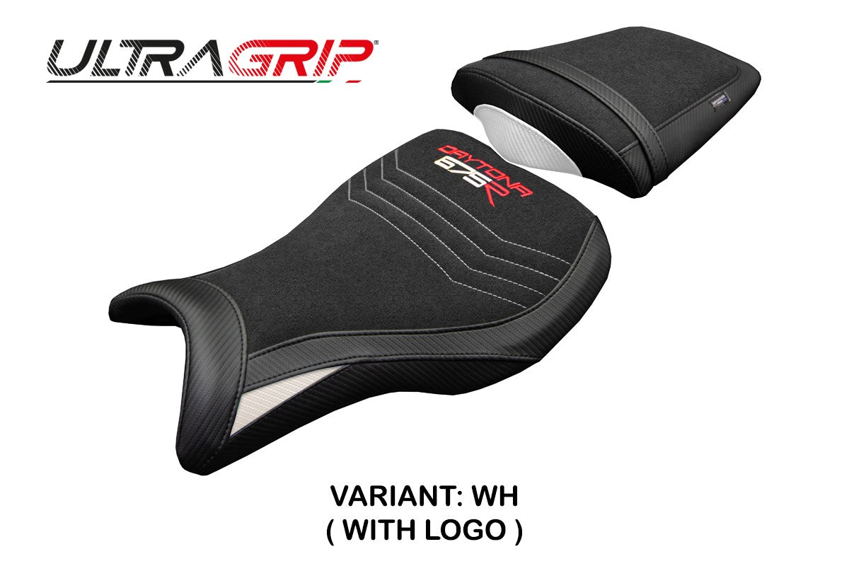 Triumph Daytona 675R 2006-2011 2012 Seat Cover Tappezzeria Ultragrip White Black