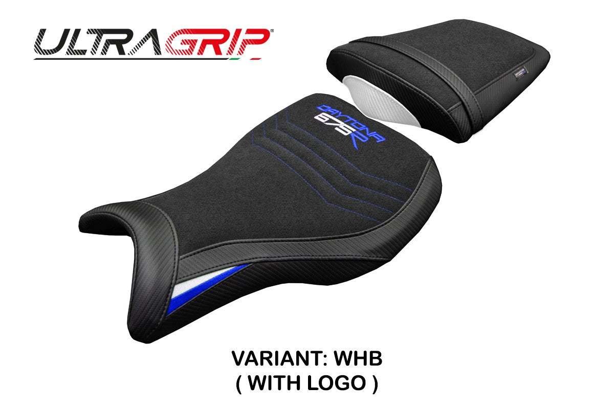 Triumph Daytona 675R 2006-2012 Seat Cover Tappezzeria Ultragrip White Blue Black