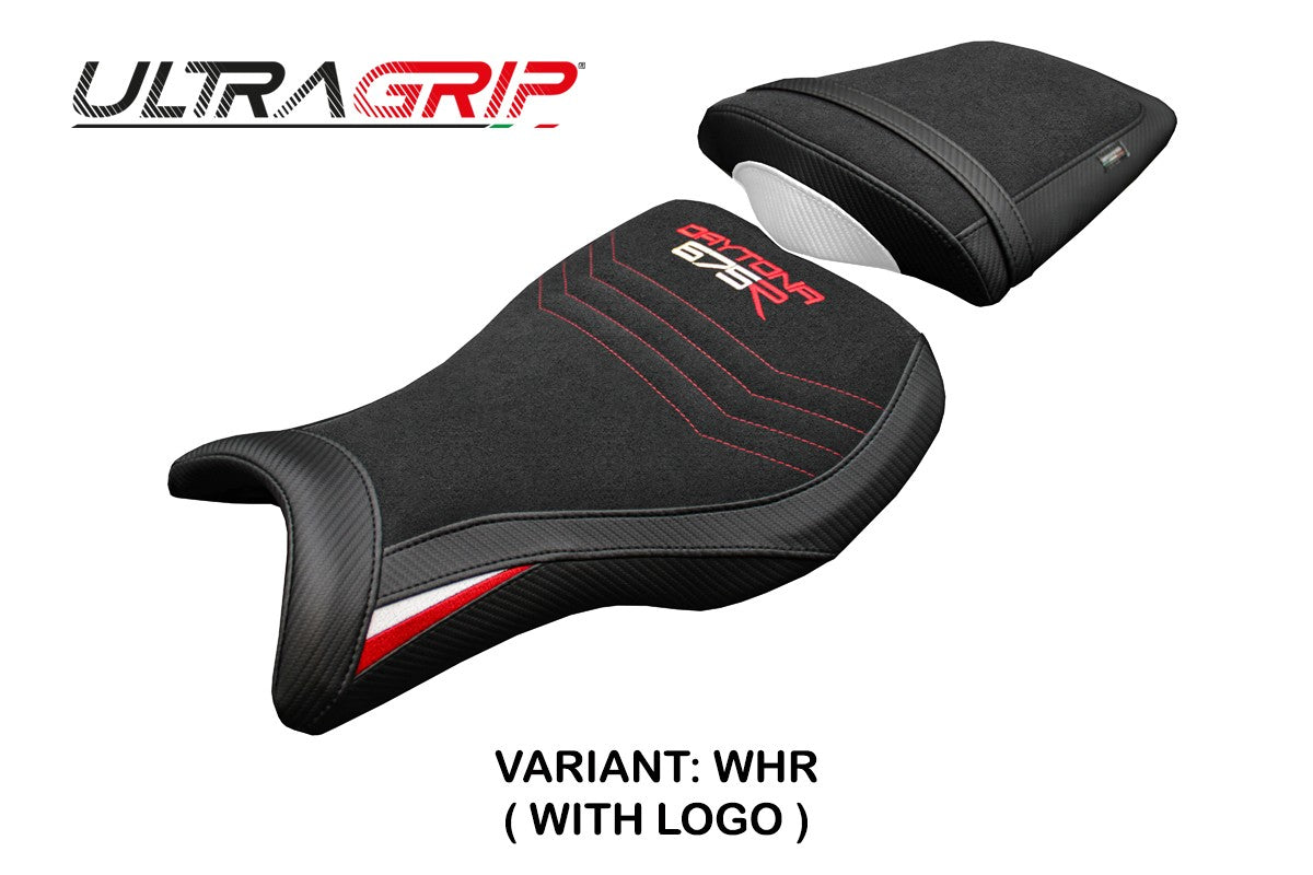 Triumph Daytona 675R 2006-2012 Seat Cover Tappezzeria Ultragrip White Red Black