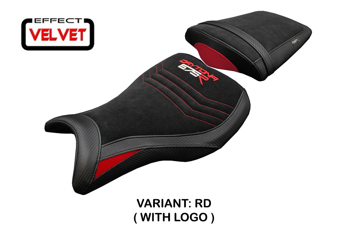 Triumph Daytona 675R 2006-2010 2011 2012 Seat Cover Tappezzeria Velvet Red Black