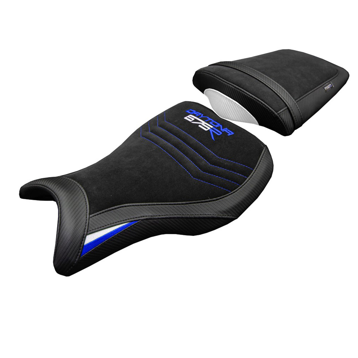 Triumph Daytona 675R 2006-2012 Seat Cover Tappezzeria Velvet White Blue Black