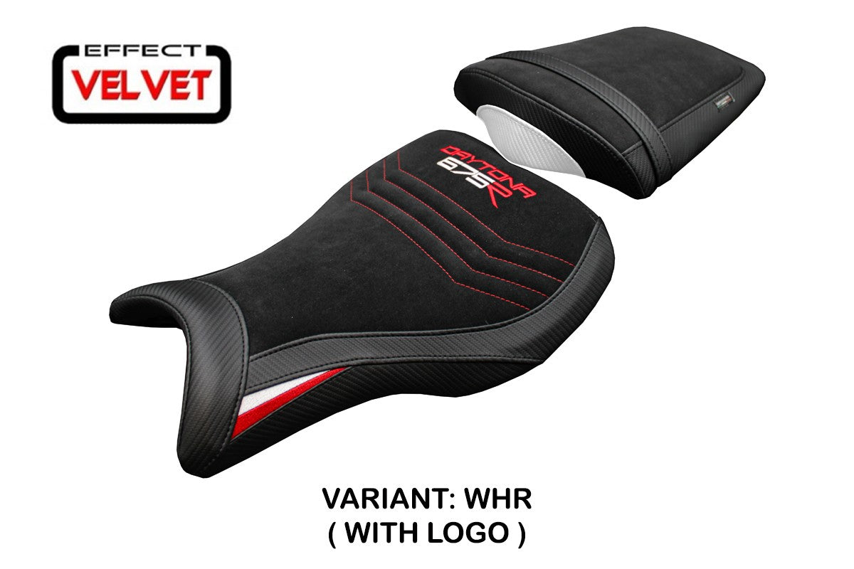 Triumph Daytona 675R 2006-2012 Seat Cover Tappezzeria Velvet White Red Black
