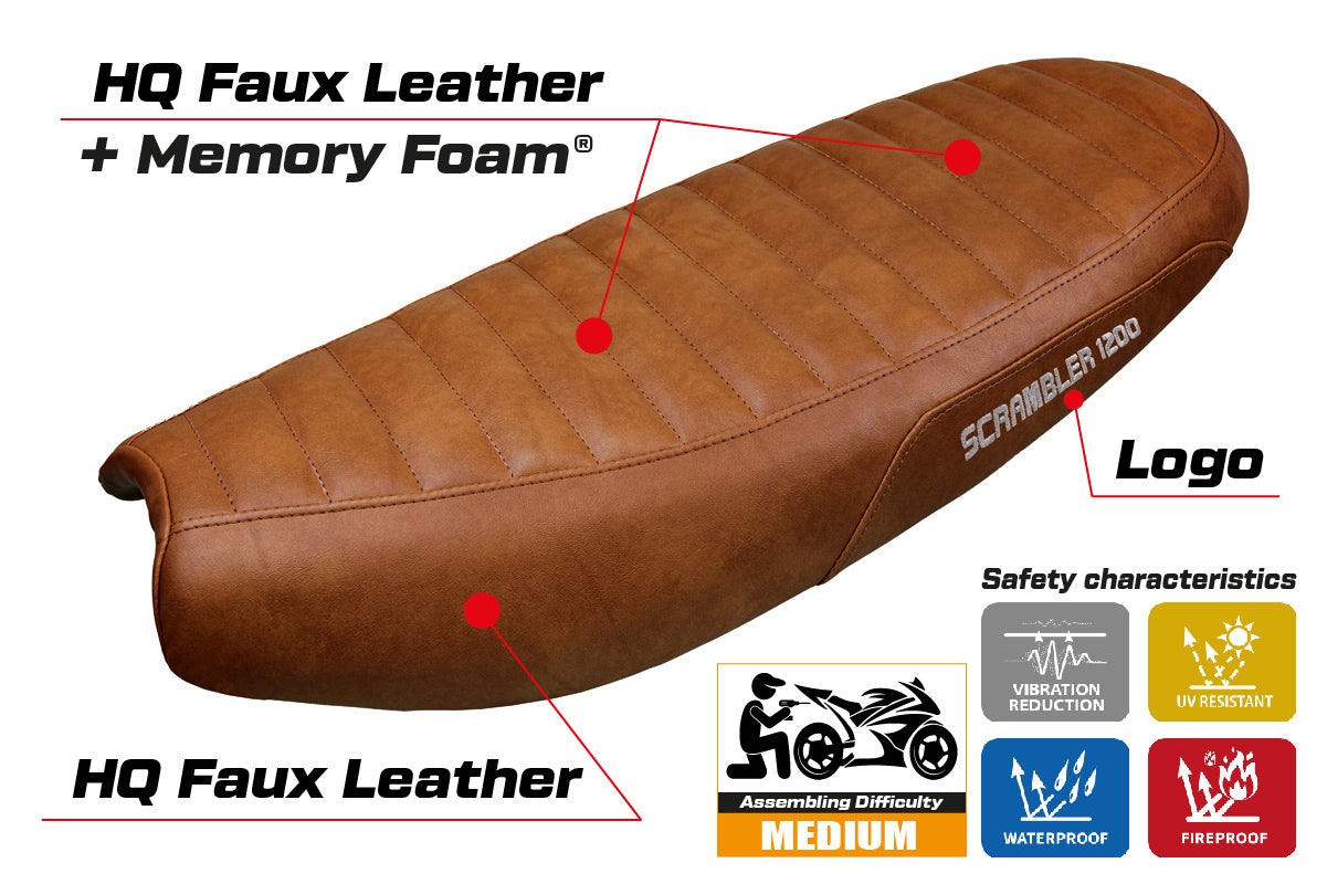 Triumph Scrambler 1200 2019-2025 Seat Cover Tappezzeria Italia Comfort in Brown