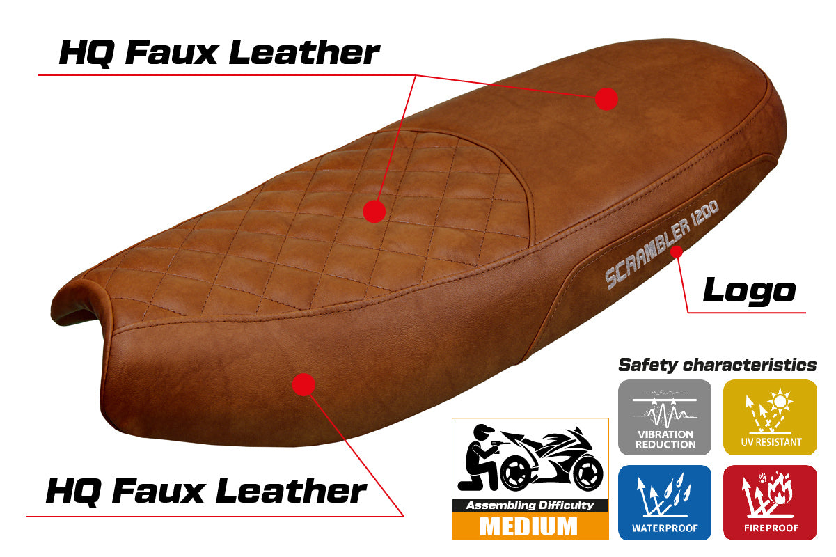 Triumph Scrambler 1200 2019-2025 Seat Cover Tappezzeria Italia in Brown SE