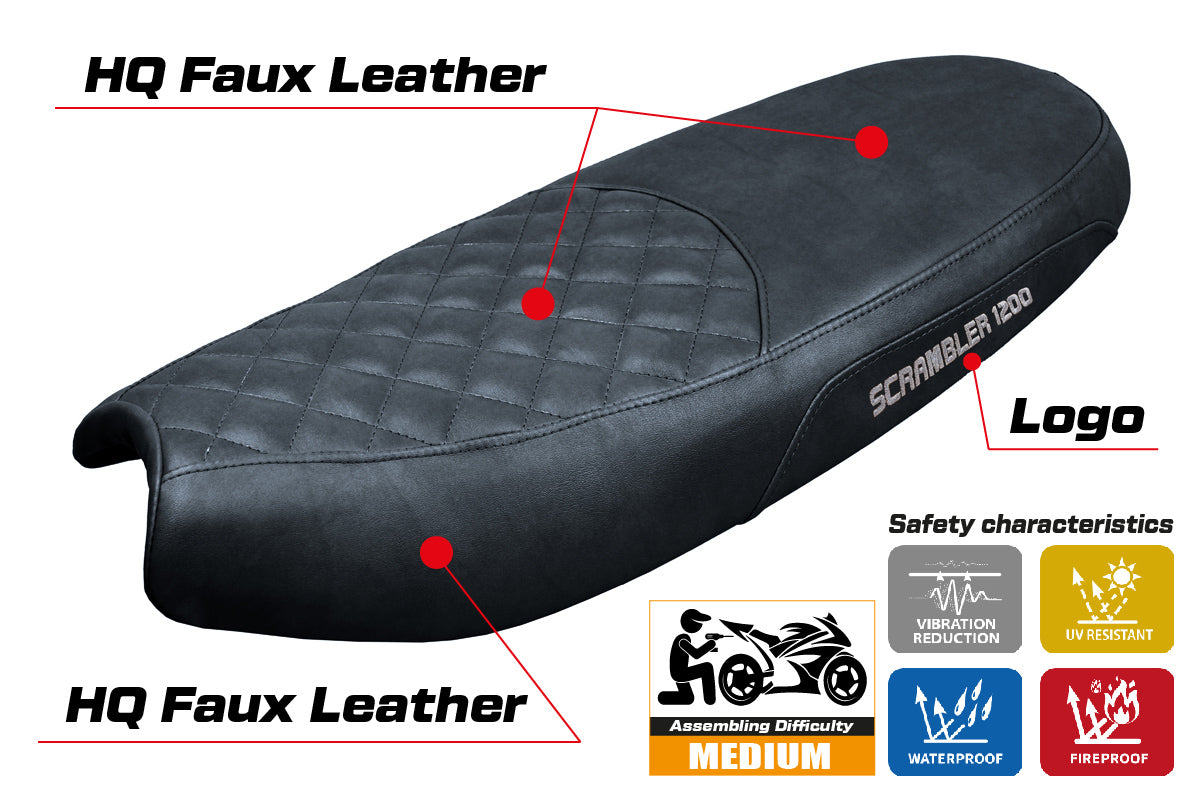 Triumph Scrambler 1200 2019-2025 Seat Cover Tappezzeria Italia in Black SE