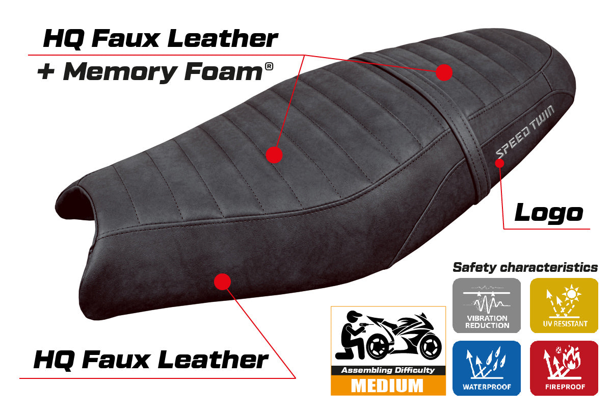 Triumph Speed Twin 900 2019-2025 Seat Cover Tappezzeria Italia Comfort in Black