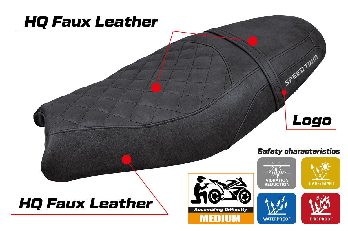 Triumph Speed Twin 900 2019-2025 Seat Cover Tappezzeria Italia in Black SE