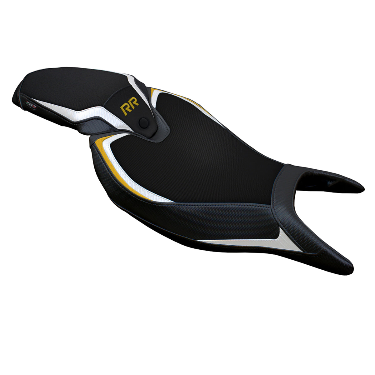 Triumph Speed Triple 1200 RR 2022-2025 Seat Cover Tappezzeria Italia in White Gold and Black