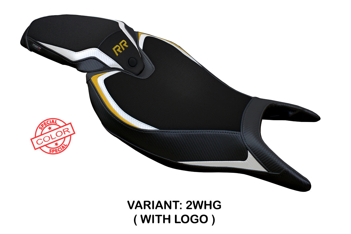 Triumph Speed Triple 1200 RR 2022-2025 Seat Cover Tappezzeria Italia in White Gold and Black