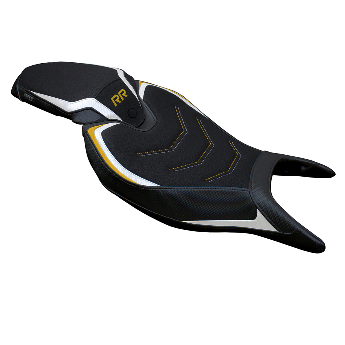 Triumph Speed Triple 1200 RR 2022-2025 Seat Cover Tappezzeria Italia Ultragrip in White and Gold