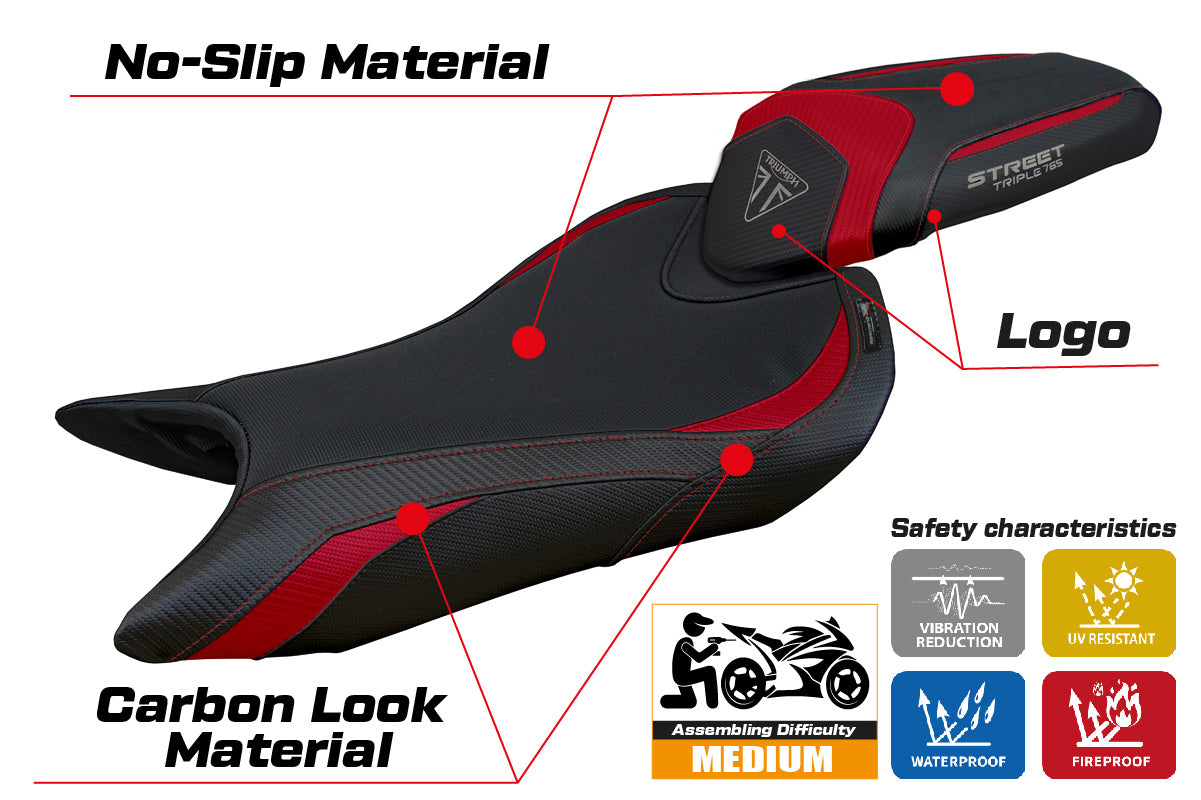 Triumph Street Triple 765 2023-2025 Seat Cover Tappezzeria Italia in Bordeaux Black