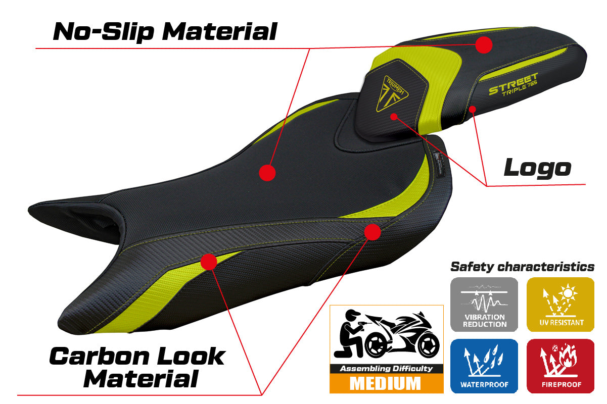 Triumph Street Triple 765 2023-2025 Seat Cover Tappezzeria Italia in Yellow and Black